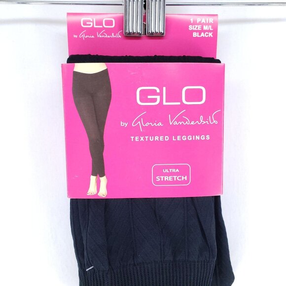Glo Textured Leggings Size M/L (10-12) Black - Picture 3 of 5